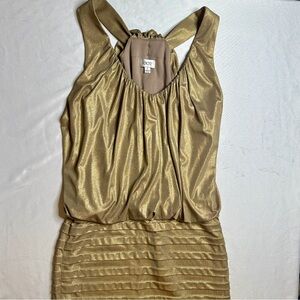 Cache Shimmering Gold Metallic Bodycon Cocktail Dress Size 0